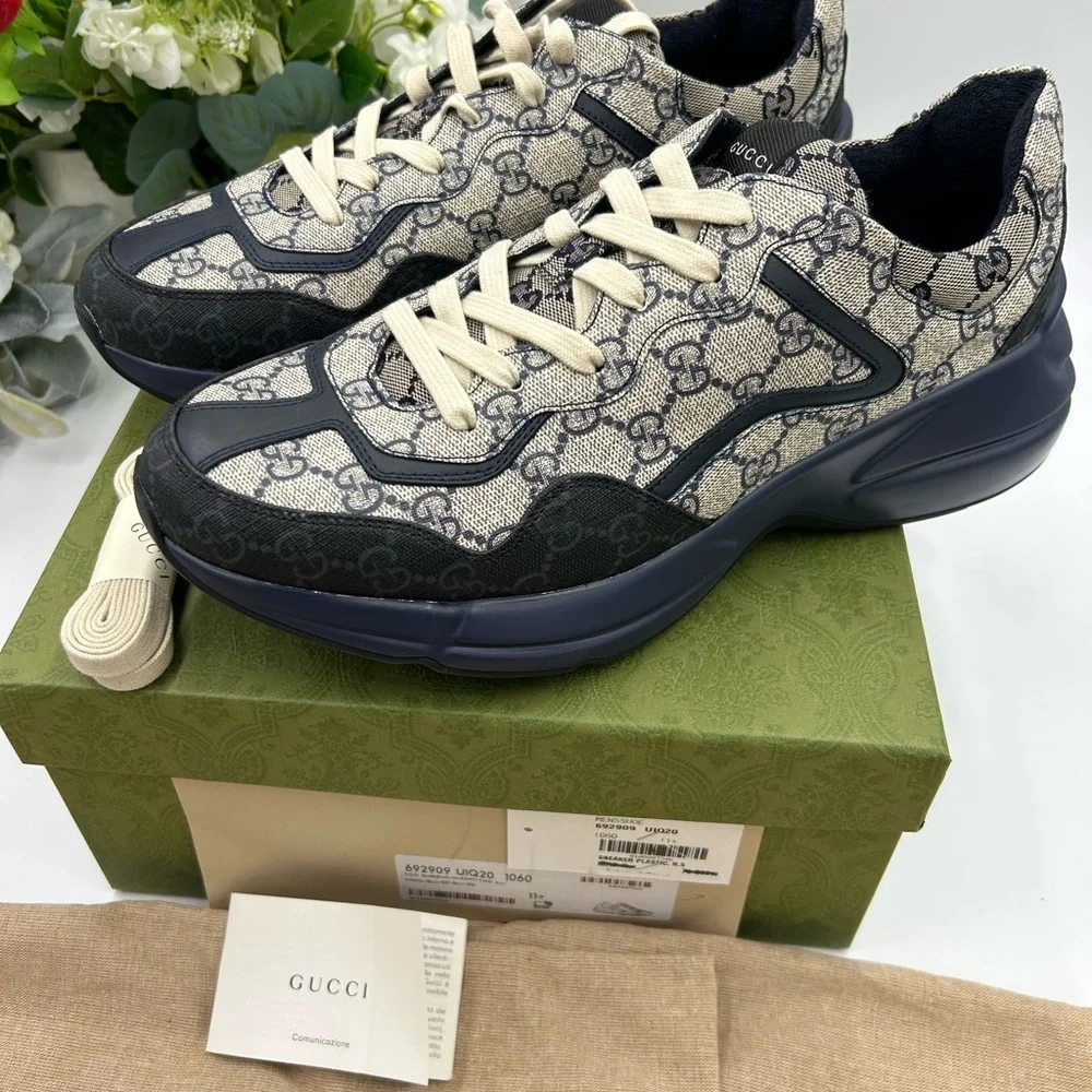 Men's Gucci, GG supreme Rython sneakers size 11.5 made in Italy - Picture 7 of 10
